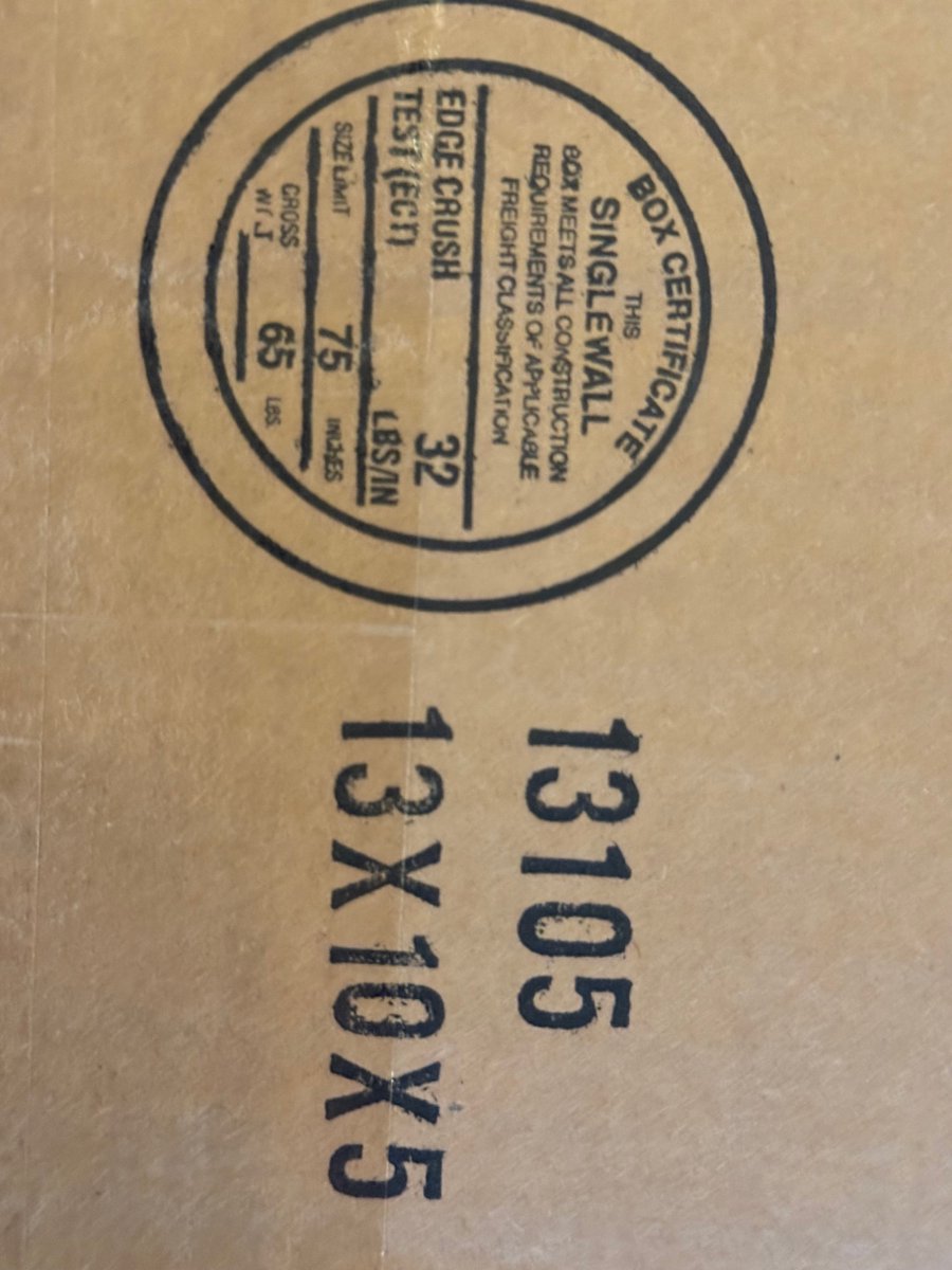 Box certificate stamp with dimensions 13X10X5